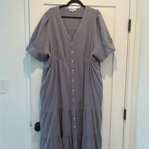 Madewell Lavender Button-Down Long Sleeve Dress